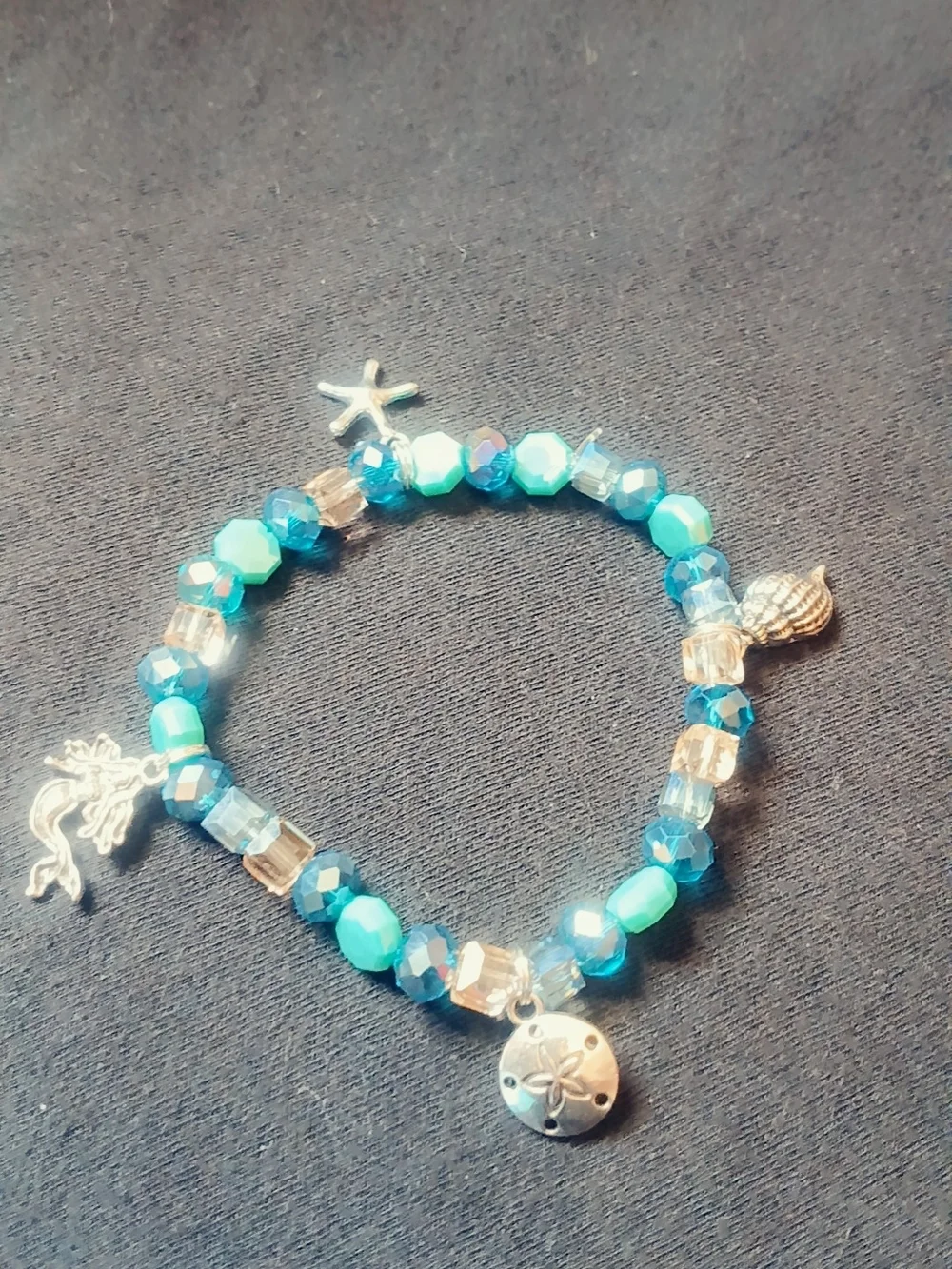 Sea Charm Turquoise & Blue Beaded Bracelet